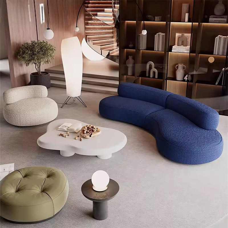 Luminara Blue Curved Sofa - Image 2
